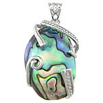 Abalone Shell Pendants, Brass, with Abalone Shell, Flat Oval, platinum color plated Approx 