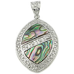 Abalone Shell Pendants, Brass, with Abalone Shell, Horse Eye, platinum color plated Approx 