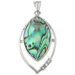 Abalone Shell Pendants, Brass, with Abalone Shell, Horse Eye, platinum color plated, with rhinestone Approx 