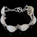 Natural White Shell Bracelet, Brass, with White Shell, platinum color plated Approx 9 Inch 