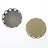 Brass Cabochon Settings, Flat Round, plated Approx effectmm, Inner Approx 12.5mm 