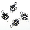 Sterling Silver Charm Connector, 925 Sterling Silver, Flower, plated, 1/1 loop Approx 1.5mm 