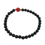 Bracelets Agate Noir, agate noire, avec Strass perle de Pave d'argile, 8mm pouce, Vendu par brin