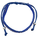 Mode créer Bracelets cordon de cire, corde de cire, avec perles de rocaille en verre & laiton, fait à la main, réglable & avec strass .5 pouce, Vendu par brin