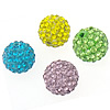 Rhinestone Clay Pave Beads, Round, with rhinestone, mixed colors, 10mm Approx 2.0mm 