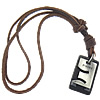 Cowhide Jewelry Necklace, with Zinc Alloy, Rectangle, nickel, lead & cadmium free Approx 14-28 Inch 