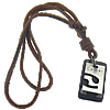 Cowhide Jewelry Necklace, with Zinc Alloy, Rectangle, coffee color, nickel, lead & cadmium free Approx 13-27 Inch 