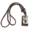 Cowhide Jewelry Necklace, with Zinc Alloy, Rectangle, coffee color, nickel, lead & cadmium free Approx 15-30 Inch 