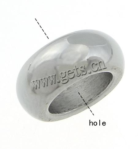 Stainless Steel Large Hole Beads, 304 Stainless Steel, Rondelle, Customized, more colors for choice, 4x10.5mm, Hole:Approx 6.5mm, Sold By PC