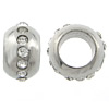 Stainless Steel Large Hole Beads, 304 Stainless Steel, Rondelle, plated, with rhinestone Approx 6.5mm 