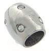Edelstahl Kugel mit großem Loch, 304 Edelstahl, Trommel, plattiert, mit Strass, keine, 12x11mm, Bohrung:ca. 6.5mm, verkauft von PC