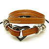 Cowhide Bracelets, with Waxed Cotton Cord & Zinc Alloy, plated, adjustable & Approx 7-9 Inch 