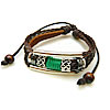 Cowhide Bracelets, with Waxed Cotton Cord & Wood & Zinc Alloy, platinum color plated, braided & adjustable Approx 7-9 Inch 