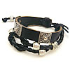 Men Bracelet, Cowhide, with Waxed Cotton Cord & Zinc Alloy, plated, braided &  & adjustable Approx 7-9 Inch 