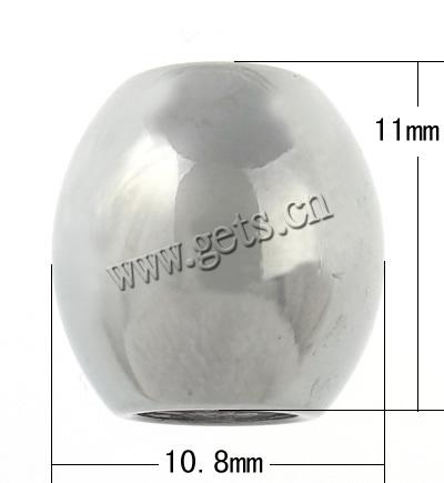 perles de grand trou en inox , Acier inoxydable 304, tambour, Placage, Personnalisé, plus de couleurs à choisir, 11x10.8mm, Trou:Environ 5mm, Vendu par PC