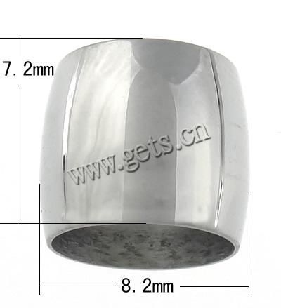 Edelstahl Kugel mit großem Loch, 304 Edelstahl, Trommel, plattiert, Kundenindividuell, keine, 7.2x8.2mm, Bohrung:ca. 7mm, verkauft von PC