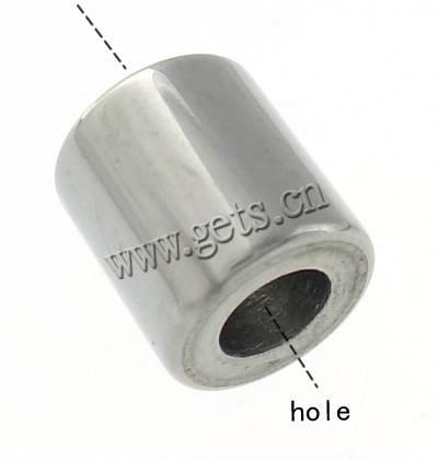 Stainless Steel Large Hole Beads, 304 Stainless Steel, Tube, plated, Customized, more colors for choice, 6x6.5mm, Hole:Approx 3mm, Sold By PC