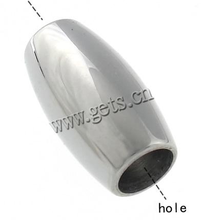 Edelstahl Kugel mit großem Loch, 304 Edelstahl, Trommel, plattiert, Kundenindividuell, keine, 7x12.8mm, Bohrung:ca. 4mm, verkauft von PC