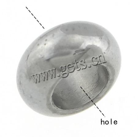 Stainless Steel Large Hole Beads, 304 Stainless Steel, Rondelle, plated, Customized, more colors for choice, 3.5x8mm, Hole:Approx 4.2mm, Sold By PC
