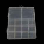 Kunststoff Perlen Behälter, Rechteck, 15 Zellen, 206x175x40mm, Bohrung:ca. 15x6mm, verkauft von PC