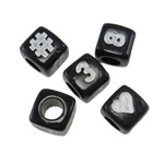 Acryl Zahlen Perlen, gemischt, schwarz, 6x6mm, Bohrung:ca. 3mm, 1800PCs/Tasche, verkauft von Tasche