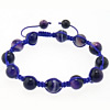 agate pourpre bracelet de Woven Ball, avec corde en nylon, Rond, violet, 10mm, 8.5mm Environ 7-11 pouce, Vendu par brin