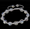 Bracelets en cristal de Woven Ball, avec corde en nylon, Rond, Placage coloré, 10mm, 8mm Environ 7-10 pouce, Vendu par brin