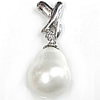 South Sea Shell Pendants, Teardrop, brass bail, with rhinestone, 30x12mm, Hole:Approx 2x3.5MM, Sold by PC