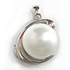 South Sea Shell Pendants, Brass, with South Sea Shell, platinum color plated, white Approx 3.5mm 