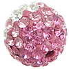 Rhinestone Clay Pave Beads, Round & with A grade rhinestone, pink, 12mm Approx 2mm 