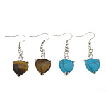 Gemstone Drop Earring, Brass, with Gemstone, platinum color plated, mixed, 42-52x7-28x4-7mm Approx 3-8mm 
