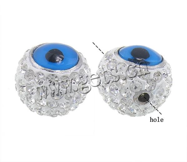 Strass Evil Eye Beads, Lehm pflastern, mit dichroitisches Glas, blöser Blick, verschiedene Größen vorhanden & mit Strass von Klasse A, Bohrung:ca. 2mm, verkauft von PC