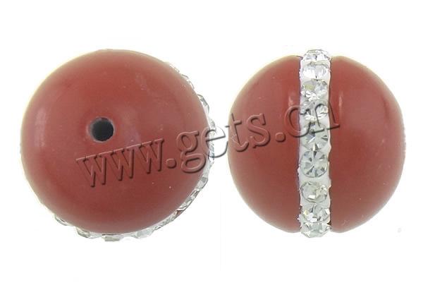 Perles de Agate en Strass, agate rouge, avec argile, Rond, normes différentes pour le choix & avec les strass de catégorie A, Trou:Environ 1.5mm, Vendu par PC