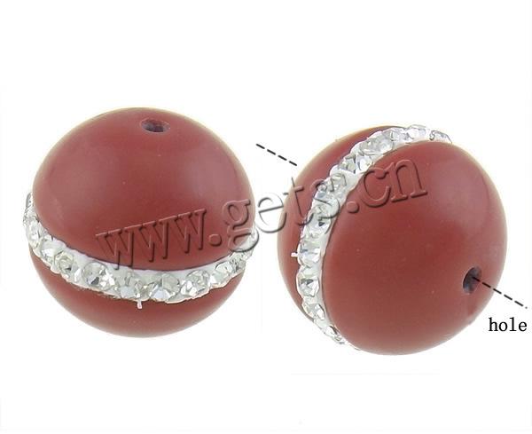Bolas de ágata, Ágata roja, con Arcilla analiar de diamantes de imitación AB, Esférico, diverso tamaño para la opción & con un diamantes de imitación de Categoría A, agujero:aproximado 1.5mm, Vendido por UD