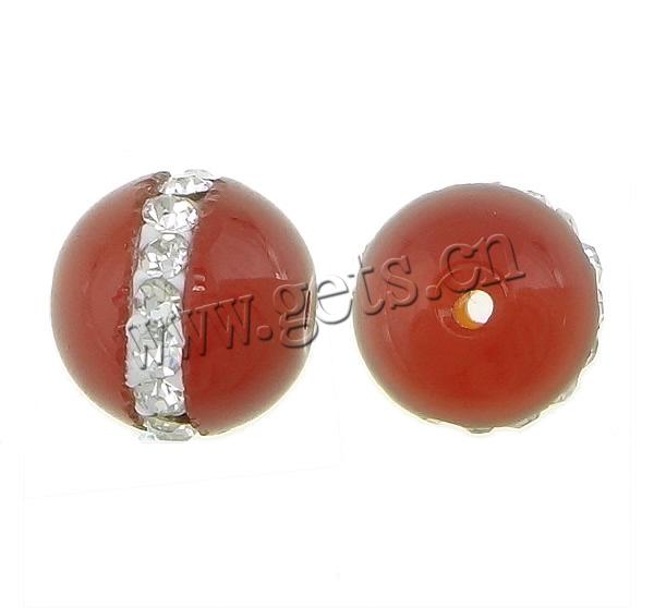 Perles de Agate en Strass, agate rouge, avec argile, Rond, normes différentes pour le choix & avec les strass de catégorie A, Trou:Environ 1.5mm, Vendu par PC