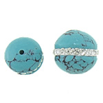 Natural Turquoise Beads, Synthetic Turquoise, with Rhinestone Clay Pave, Round & with A grade rhinestone, blue Approx 1.8mm 