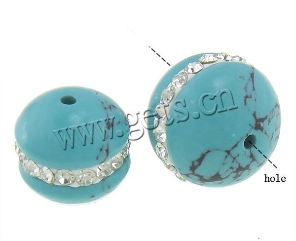 Perles en Turquoise naturelle, turquoise synthétique, avec argile, Rond, normes différentes pour le choix & avec les strass de catégorie A, bleu, Trou:Environ 1.8mm, Vendu par PC