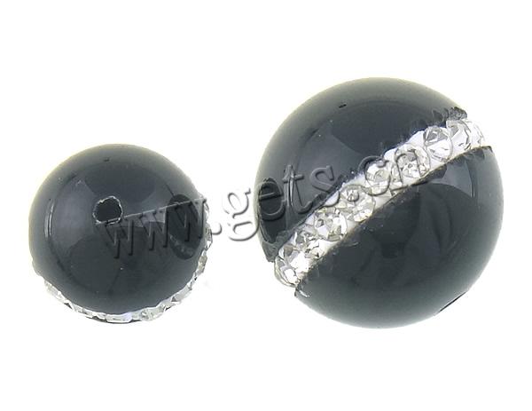 Rhinestone Agate Beads, Black Agate, with Rhinestone Clay Pave, Round, different size for choice & with A grade rhinestone, Hole:Approx 1.8mm, Sold By PC