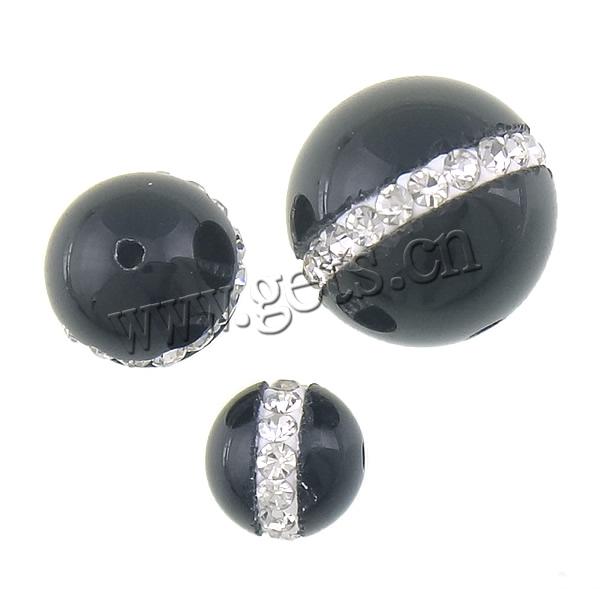 Rhinestone Agate Beads, Black Agate, with Rhinestone Clay Pave, Round, different size for choice & with A grade rhinestone, Hole:Approx 1.8mm, Sold By PC