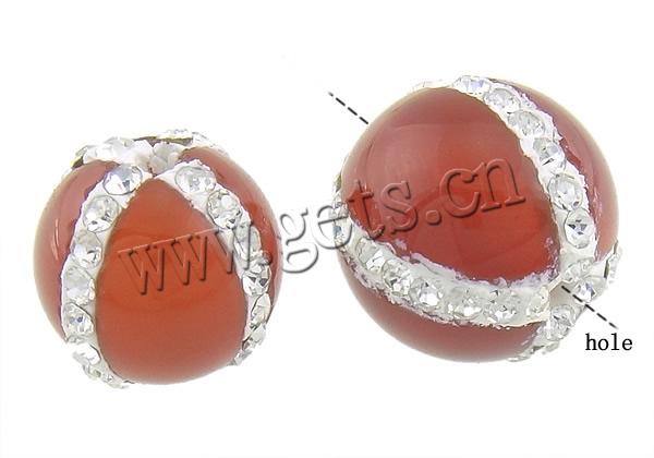 Rhinestone Agate Beads, Red Agate, Round, different size for choice & with A grade rhinestone, Hole:Approx 1mm, Sold By PC
