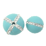 Natural Turquoise Beads, Synthetic Turquoise, with Rhinestone Clay Pave, Round & with A grade rhinestone, blue Approx 1.2mm 