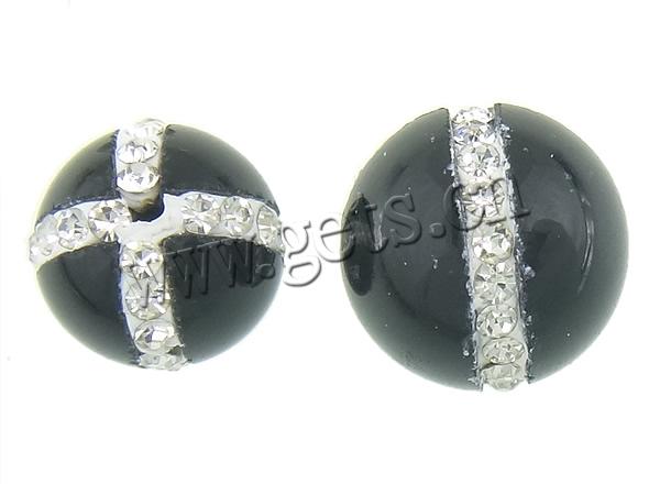 Bolas de ágata, Ágata negra, Esférico, diverso tamaño para la opción & con un diamantes de imitación de Categoría A, libre de níquel, plomo & cadmio, agujero:aproximado 1.2mm, Vendido por UD