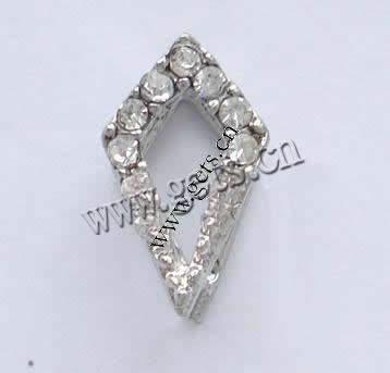 Brass Pinch Bail, Rhombus, plated, with rhinestone, more colors for choice, 13.5-14x8x6mm, Sold By PC