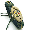 Men Bracelet, Cowhide, with Waxed Cotton Cord & Resin, Peace Logo, imitation bone & adjustable & enamel Approx 6-9 Inch 