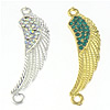 Rhinestone Zinc Alloy Connector, Wing Shape, plated, Customized & with rhinestone & 1/1 loop Approx 2mm 