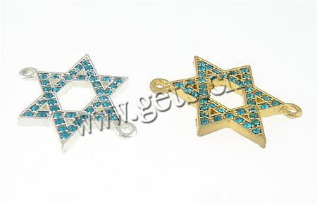 Rhinestone Zinc Alloy Connector, Star of David, plated, Judaism Jewelry & Customized & with rhinestone & 1/1 loop, more colors for choice, 27x35x2.5mm, Hole:Approx 2mm, Sold By PC