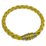 PU Cord Bracelets, with brass magnetic clasp 7mm, Sold per 6.  Strand