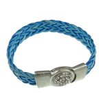 PU Cord Bracelets, brass magnetic clasp with rhinestone Sold per 7.  Strand