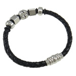 PU Cord Bracelets, zinc alloy beads with brass magnetic clasp Sold per 8.  Strand