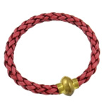 PU Cord Bracelets, with brass magnetic clasp, 7mm, Sold per  Strand